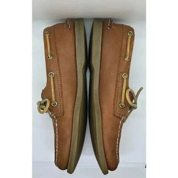 Speery Top-Sider Gold 2-Eye Lace Up Men's Boat Shoe Size 8M Tan Moccasin Leather - Picture 4 of 11